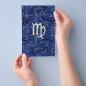 ネイビーブルーのデジタルカモフラージュにヴァーゴ座の星座マーク チラシ (ハンドル)