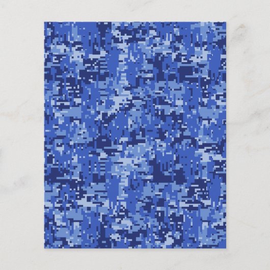 ネイビーブルーのデジタルカモフラージュテクスチャ チラシ (正面)