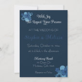 ネイビーブルーのトロピカルテーマのウェディング招待状 招待状 (正面)