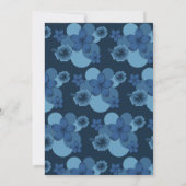 ネイビーブルーのトロピカルテーマのウェディング招待状 招待状 (裏面)