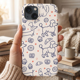 ネイビーブルーのドッグキャットベーカリー iPhone 13ケース