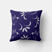 ネイビーブルーのハミングバードパターン クッション (裏面)