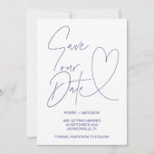 ネイビーブルーのハート Save Our Date 結婚式招待状 招待状 (正面)