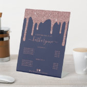 ネイビーブルーのバラ金ゴールドグリッターの価格一覧 台座サイン (インサイチュ)