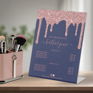 ネイビーブルーのバラ金ゴールドグリッターの価格一覧 台座サイン