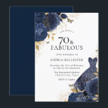 ネイビーブルーのバラ＆ドレス ゴールド 70 & ファビュラス 70th 招待状<br><div class="desc">ネイビーブルーのバラ＆ドレス ゴールド 70 & ファビュラス 70th 誕生日パーティー招待状

当店では他にもエレガントな花のデザインをご用意しております

当店でマッチするコレクションをご覧ください</div>