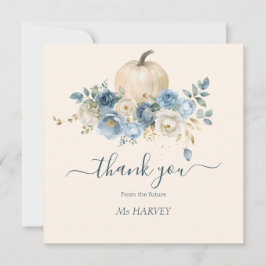 ネイビーブルーのパンプキン 秋の恋愛 ブライダルシャワー サンキューカード
