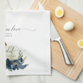 ネイビーブルーのパンプキン 秋の恋 ブライダルシャワーのお土産 キッチンタオル (四つ折り)