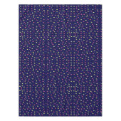 ネイビーブルーのピンクとイエロー水玉模様 テーブルクロス (正面)