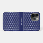 ネイビーブルーのフラワー・オブ・ライフ柄 Case-Mate iPhoneケース (裏面(横))