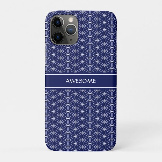 ネイビーブルーのフラワー・オブ・ライフ柄 Case-Mate iPhoneケース (裏)