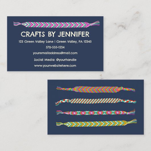 ネイビーブルーのフレンドシップブレスレパーソナライズされたット 名刺 (正面/裏面)