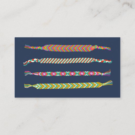 ネイビーブルーのフレンドシップブレスレパーソナライズされたット 名刺 (裏面)