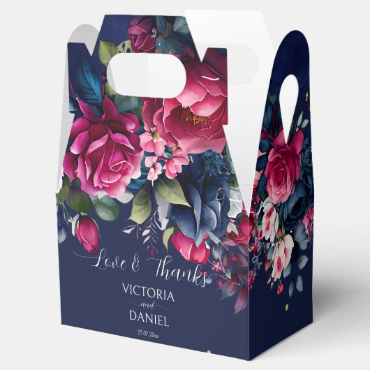 ネイビーブルーのブルゴーニュ結婚ーのピ感謝していンクローズ フェイバーボックス (オープン)