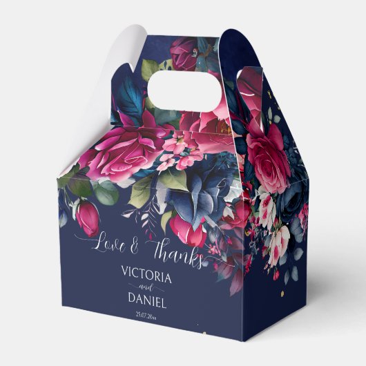 ネイビーブルーのブルゴーニュ結婚ーのピ感謝していンクローズ フェイバーボックス (正面サイド)