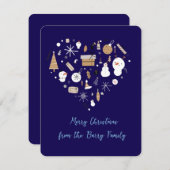 ネイビーブルーのホリデーカード シーズンカード (正面/裏面)