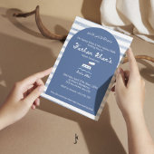 ネイビーブルーのホワイトストライプ 赤ちゃん男の子のアクィ―カ 招待状