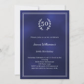 ネイビーブルーのホワイトリースのミニマリスト誕生日 招待状 (正面)