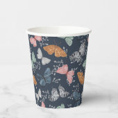 ネイビーブルーのボヘミアンチックな蝶のシャワーパーティーテーブルウェア 紙コップ (左)