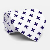 ネイビーブルーのポルカが白に交差 ネクタイ (ロール)