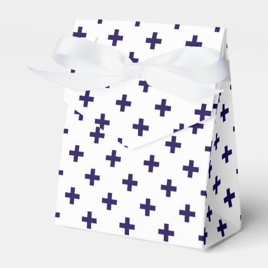 ネイビーブルーのポルカが白に交差 フェイバーボックス (正面サイド)