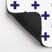 ネイビーブルーのポルカが白に交差 マウスパッド (コーナー)