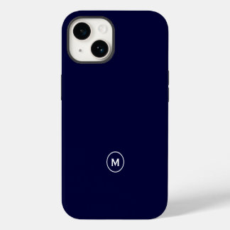 ネイビーブルーのミニマルモノグラム iPhone 14ケース