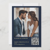 ネイビーブルーのムーディ素朴なヒマワリ写真テンプレート セーブザデート (裏面)