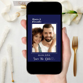 ネイビーブルーのモダンな写真ウェディング Save the Date セーブザデート