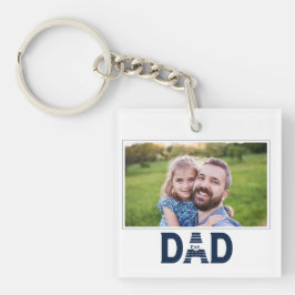 ネイビーブルーのモダンボールド Dad Established フォト キーホルダー