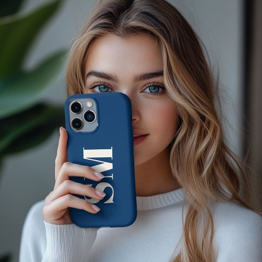 ネイビーブルーのモノグラムイニシャル Case-Mate iPhoneケース