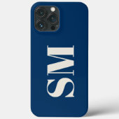 ネイビーブルーのモノグラムイニシャル Case-Mate iPhoneケース (裏面)