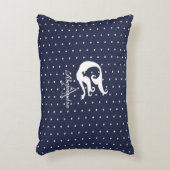 ネイビーブルーのモノグラム白の人魚 アクセントクッション (正面(垂直))