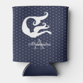 ネイビーブルーのモノグラム白マーメイド 缶クーラー (正面)