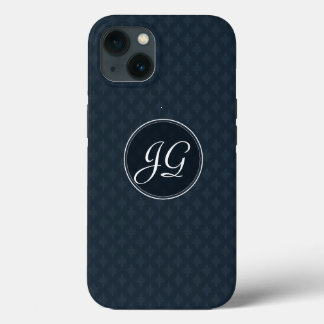 ネイビーブルーのモノグラムiPhone 6 カスタムケース iPhone 13ケース