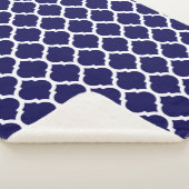 ネイビーブルーのモロッカン クワトロフォイル パターン シェルパブランケット (3/4)