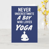 ネイビーブルーのヨガカード　男子用 カード (黄色い花)