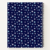 ネイビーブルーのライトブルーとホワイトスター ノートブック (裏面)