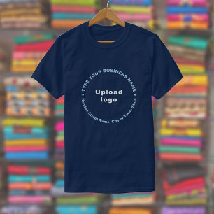 ネイビーブルーのラウンドパターン文字のビジネスブランド Tシャツ