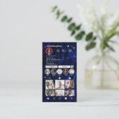 ネイビーブルーのラメ入りInstagram QRコード ソーシャルメディア 名刺 (スタンド正面)