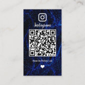 ネイビーブルーのラメ入りInstagram QRコード ソーシャルメディア 名刺 (裏面)
