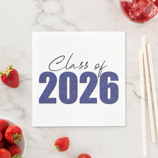 ネイビーブルーのラメ 2026年卒業 スタンダードランチョンナプキン (インサイチュ)