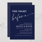 ネイビーブルーのリハーサルディナー前夜招待状 招待状 (正面/裏面)