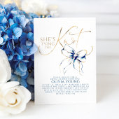 ネイビーブルーのリボン、彼女は結婚式を挙げる ブライダルシャワーパーティー 招待状