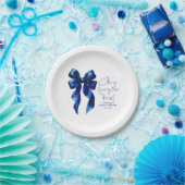ネイビーブルーのリボン 結婚前のお祝いパーティー ペーパープレート (パーティー)