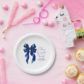 ネイビーブルーのリボン 結婚前のお祝いパーティー ペーパープレート (パーティー)