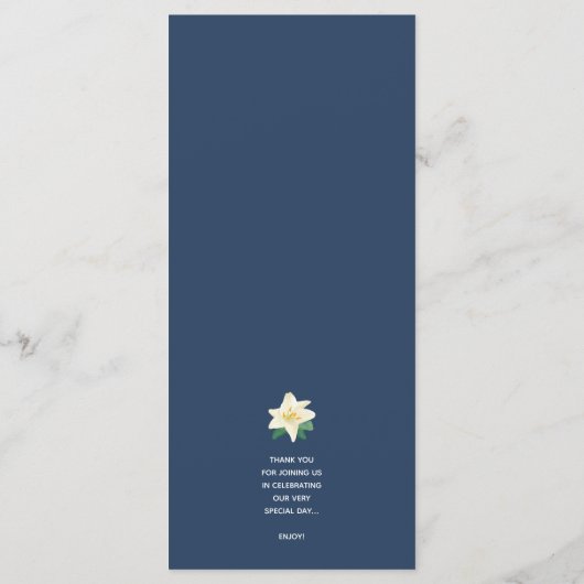 ネイビーブルーのレモンズグリーン結婚リー メニュー (裏面)