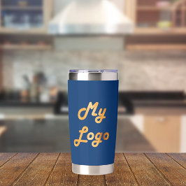 ネイビーブルーのロゴビジネス企業の 保温保冷タンブラー