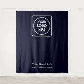 ネイビーブルーのロゴ | オーダーメイドのステップ&リピートブランディング タペストリー (正面)