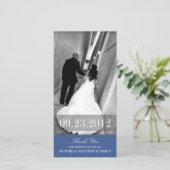 ネイビーブルーのロマンス | 結婚サンキューカード サンキューカード (スタンド正面)